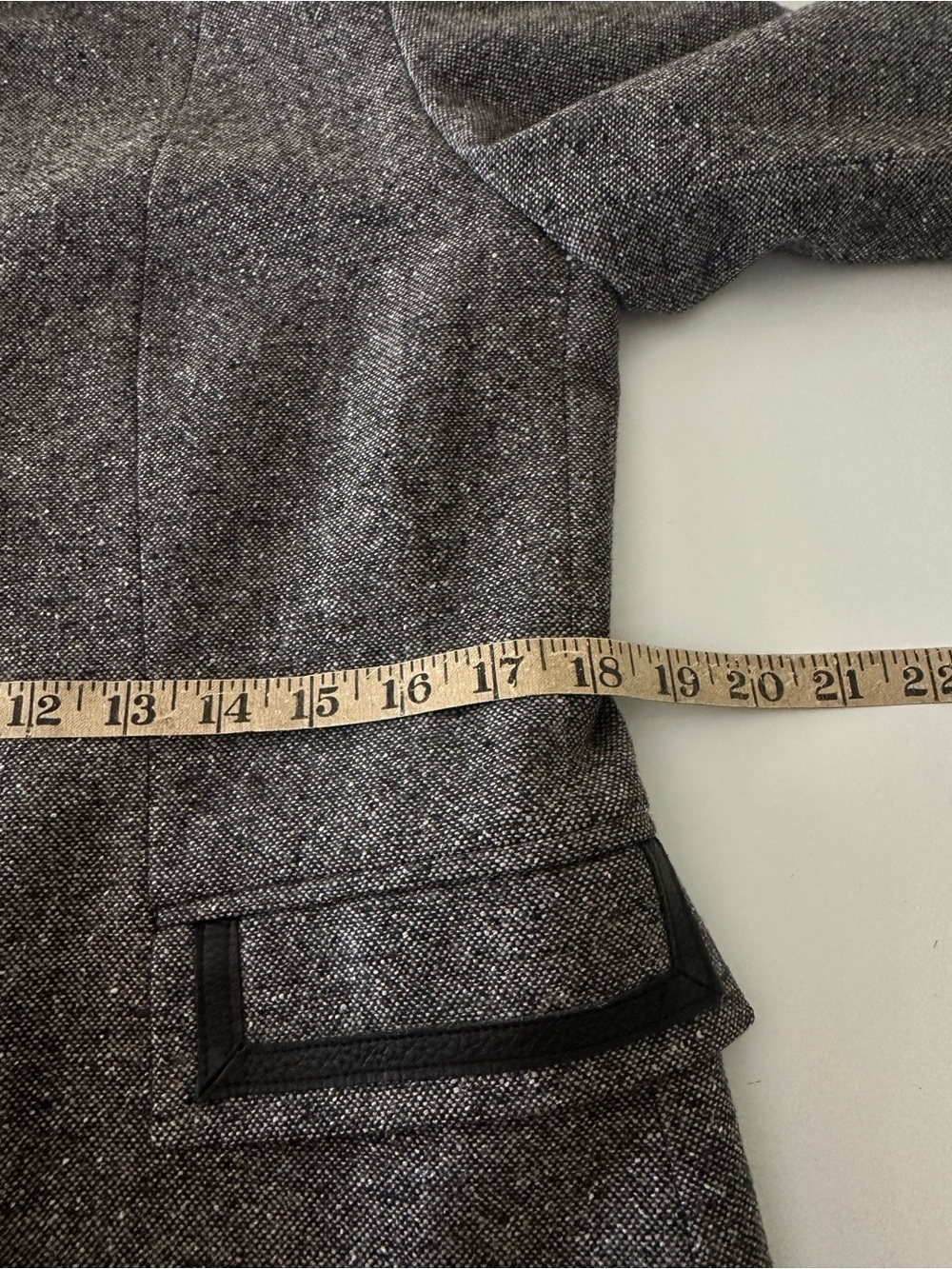 Pendleton Wool Silk Leather Trim Blazer Jacket Size 8 Black White Tweed - Picture 13 of 15